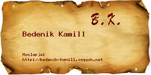 Bedenik Kamill névjegykártya